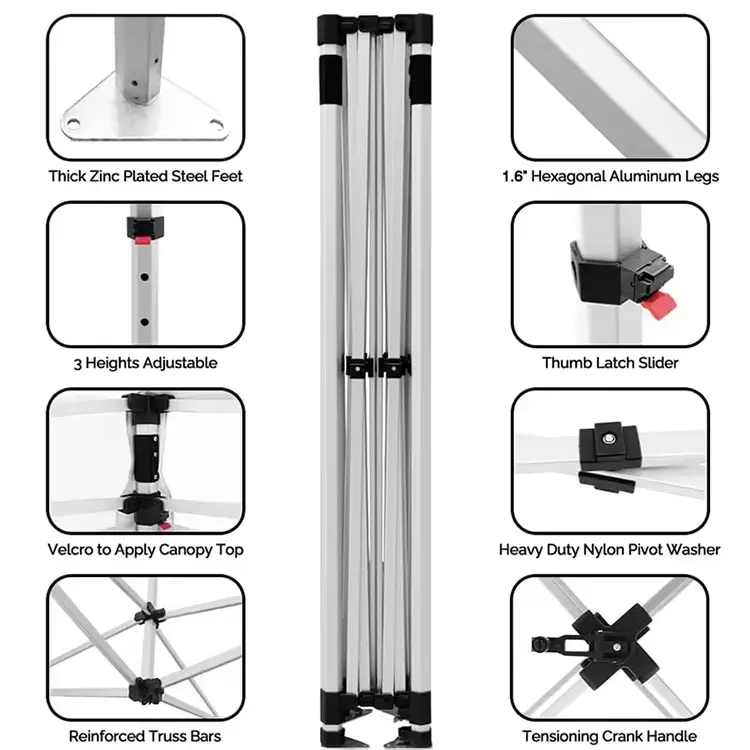 Aluminum Alloy Frame Details of Printed Tent
