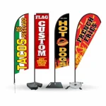Custom feather flags for food stands, retail promotions and outdoor events